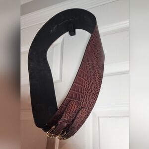 Giogio Vintage Made In Italy Genuine Leather Brown Reptile Embossed Belt XL